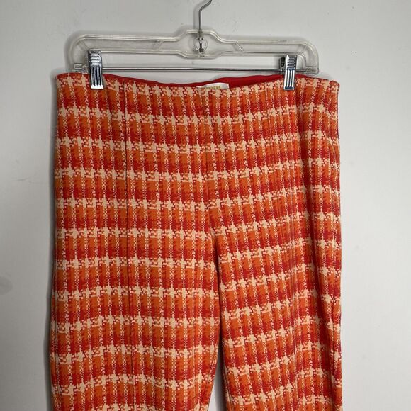 Maeve by Anthropologie Pants Womens Medium Orange Red The Margot Flare Plaid - Picture 3 of 13